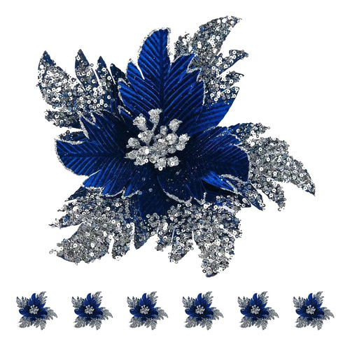 Flores De Pascua Artificiales Grandes Con Purpurina De 11 Pu