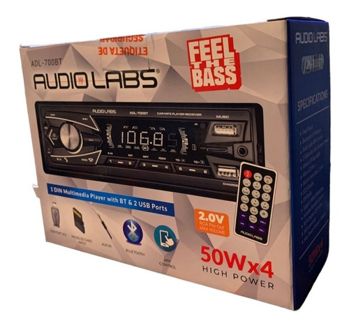 Autoestéreo 1 Din Audio Labs Adl-700bt Bt Usb Aux Sd Fm Mp3