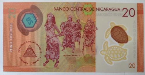 Billete De Nicaragua Polímero Sin Circular De 20 Córdobas 