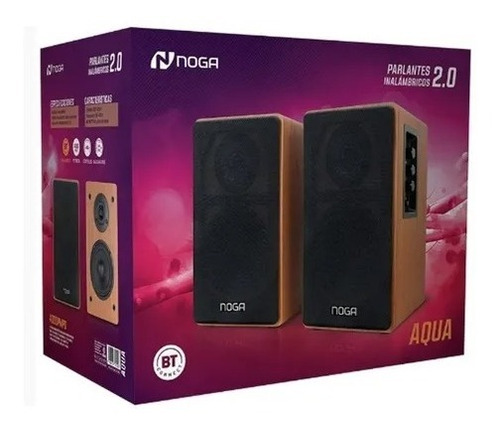 Imagen 2 de 2 de Parlantes Para Pc Inalambrico Smart Tv Madera 2.0 Noga Aqua