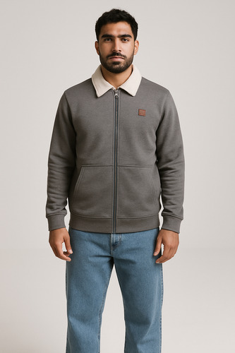Campera Cuello Algodon Frizado Premium Piel Interna Hombre