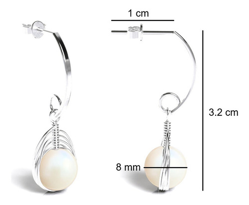 Aretes Largos De Plata 925 Y Perla Natural Cultivada Agálea