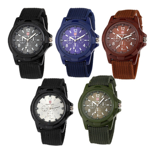 Lote De 6 Relojes De Hombre Tipo Militar Economicos Color De La Correa Negro