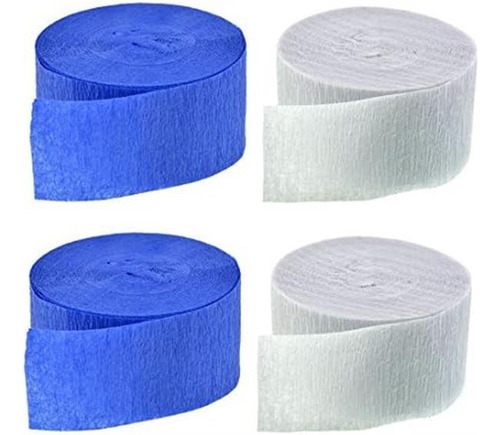 Serpentinas De Papel Crepé Azul Y Blanco (2 Rollos De Cada C