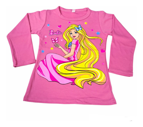 Camisetas Barbie Manga Larga De Algodón Niña 