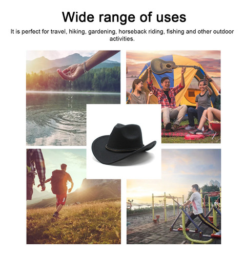 Sombrero De Vaquero Occidental Unisex, Sombrero De Ala Ancha