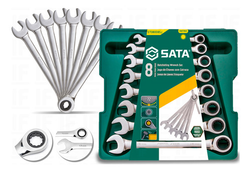 Kit Jogo De Chave Combinada Catracada 8 A 19 Mm 8 Peças Sata