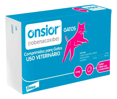 Anti-inflamatório Onsior 6mg Para Gatos Com 6 Comprimidos