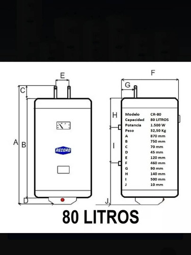 Calentador Eléctrico Récord 80 Litros 110v 