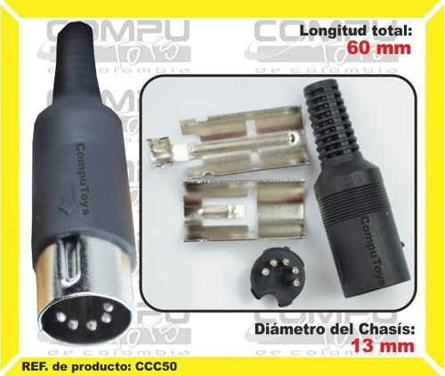 Conector Din 5 Pin M Aéreo Ensamble Ref: Ccc50 Computoys Sas