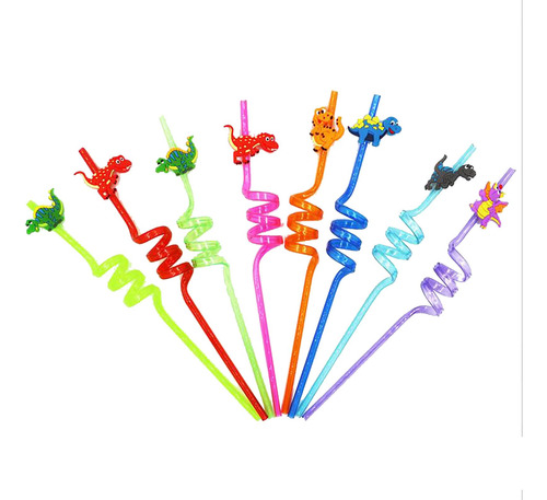 Nueva Pajita Desechable De Dinosaurio Para Decoración De Fie