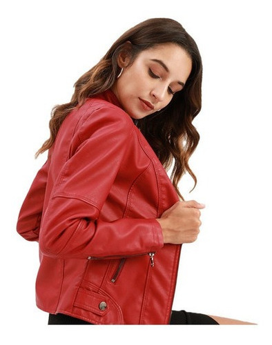 Chaqueta De Cuero Biker Slim Mujer