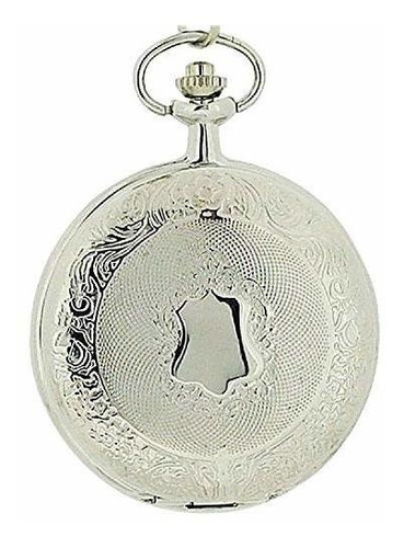Silver Tone Reloj De Bolsillo Para Caballero Y Cadena De 12 