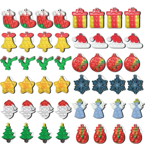 48pcs Navidad Mini Pop Llavero Fidget Toys, Regalos De Navid