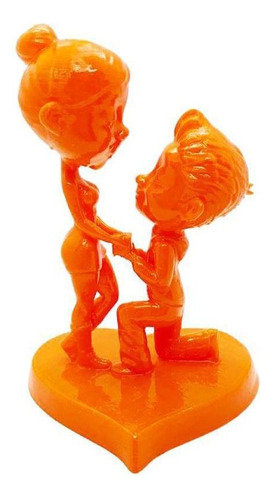 Obj. Decorativo Casal Enamorado Ii Bugingaria 15cm Laranja