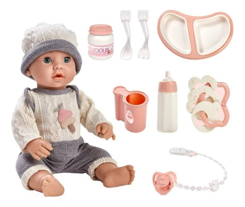 Bebote Bebé Reborn 41 Cm Gorro Y Enterito Con Accesorios