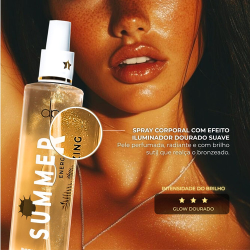 Kit Summer Vibes | Body Splashs | Summer Energizante + Breeze Refrescante | Fragrância Leve E Energizante Com Glow Dourado | Deep Skin