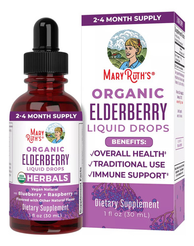 Mary Ruth's Gotas Líquidas De Saúco Orgánico 30ml Sabor Arándano