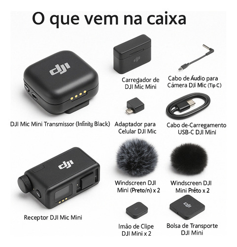 Microfone Sem Fio Dji Mic Mini Duplo Para Câmera E Smartphon