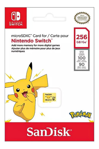 Memoria Flash Sandisk Pikachu 256gb Microsdxc Uhs Clase 3