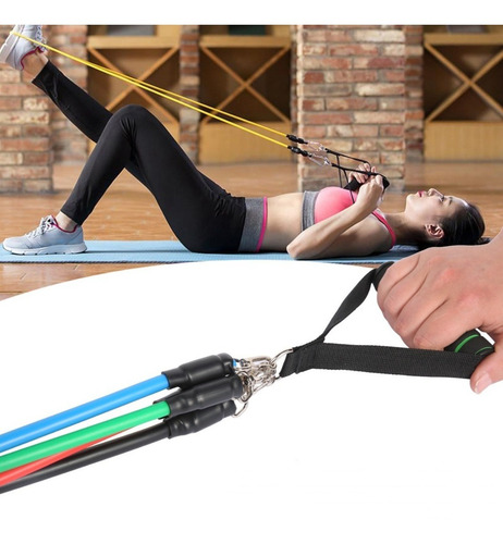 Kit Tubing Corda Extensor 11 Peças Elástico Treino Exercício