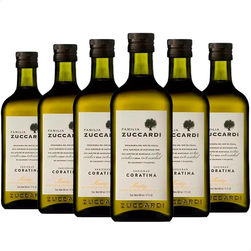 Aceite Oliva Familia Zuccardi Coratina 500ml - X6 Unidades 