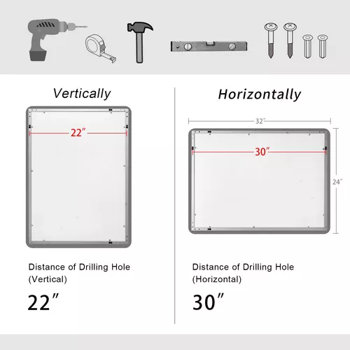 FRALIMK Espejo de tocador LED de 20 x 28 pulgadas, espejo de pared