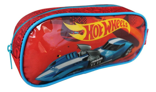 Estojo Carros Luxcel Escolar Hotwheels Velozes