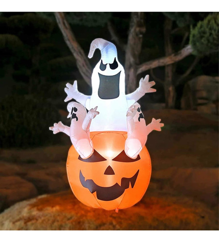 Inflable Decoración Halloween Adorno Calabaza Luz Led 1.8m