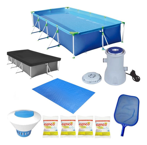 Kit Piscina 5000 Litros + Forro + Capa + Filtro 220v + Cloro