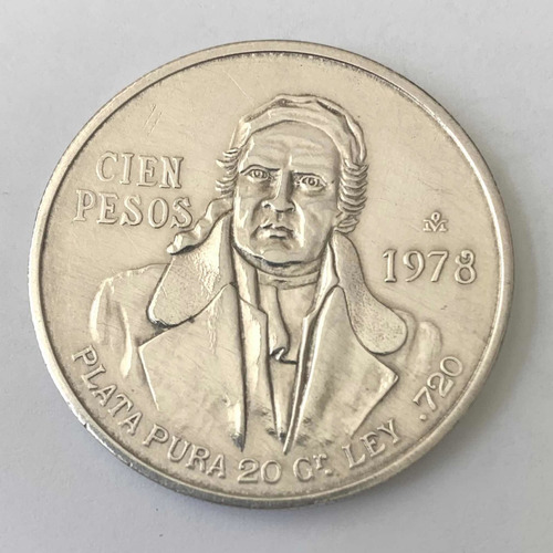 Moneda De 100 Pesos Plata Ley .720 Año 1978 (Usado)