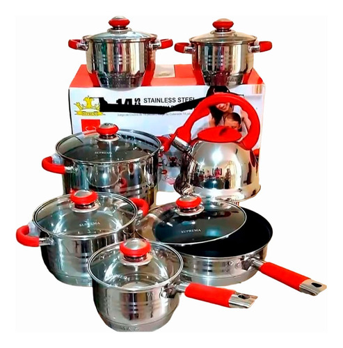 Juego De Ollas Suprema 13 Pcs Acero Inoxidable T/vidrio