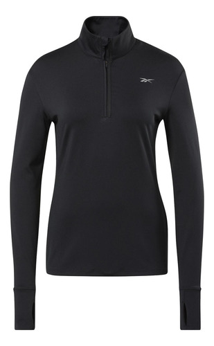 Buzo 1/2 Cierre Reebok Mujer Poly Original Negro