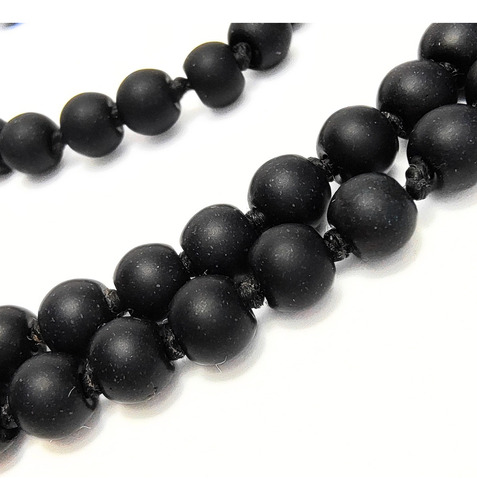 Japa Mala Collar Rosario Hindú 108 Cuentas De Piedra Negra