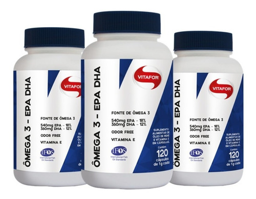 3 Uni Omega 3 Vitafor Epa Dha 120 Caps - Original Selo Ifos