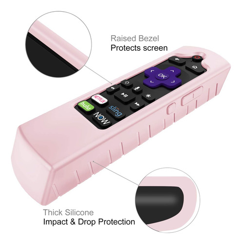 Funda Protectora P/ Control Remoto Casebot, Para Roku, Rosa