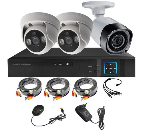 Kit Cctv 3 Cámaras Mixtas 4ch M36l - Vipa