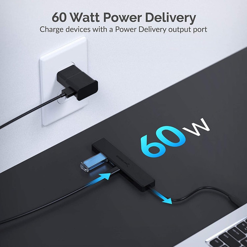 Usb C Hub Adaptador 6 En 1 Hdmi 4k Usb 3.0 Lector Sd/microsd