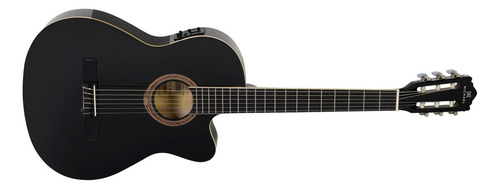 Violão Michael Nylon Semi Flat Elétrico Afinador Vms318 Bk