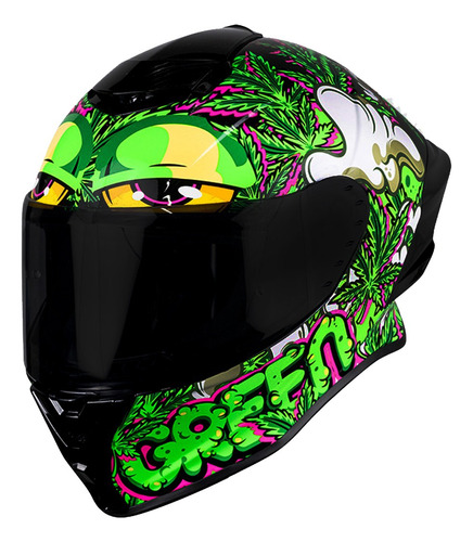 Casco para moto integral Kov Buster  verde talla Large 