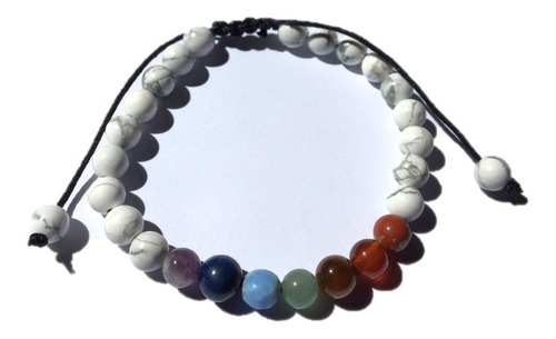 1 Pulsera De Los 7 Chakras Cuarzo Howlita Yoga Reiki