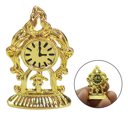 Accesorios De Casita De Muñecas 1:12 - Reloj De Mesa Dorado