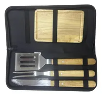 Comprar Set Asador Parrillas 3 Piezas + Tabla De Madera Cocina