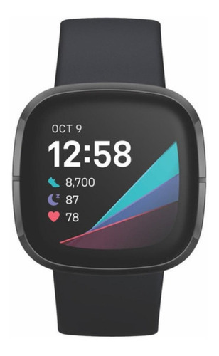 Imagen 2 de 4 de Smartwatch Fitbit Sense 1.59" caja de aluminio anodizado graphite stainless steel, malla carbon de elastómero y aluminio anodizado FB512