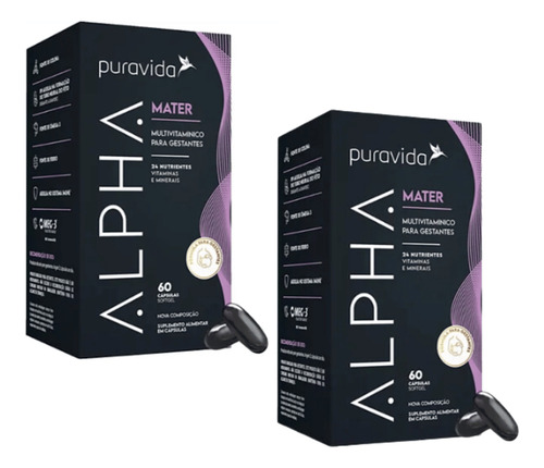 2x Alpha Mater Nutrientes Para Gestantes - Puravida Sabor Sem Sabor