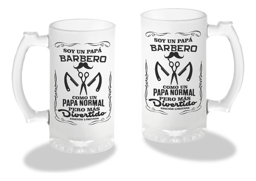 Tarro Cervecero, Papá Barbero, Divertido, 16oz, Para Regalo