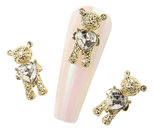 Nail Bear Jewelry Accesorios Para Uñas Oso Metal Diamond Nai