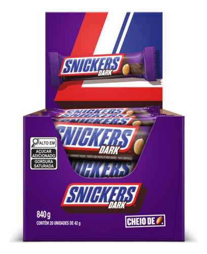 Chocolate Snickers Dark 20 Unidades De 42g
