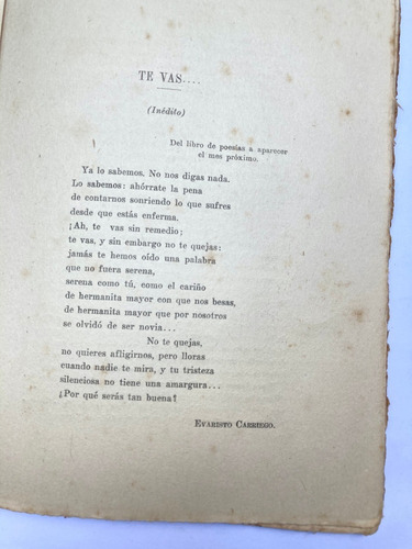 Evaristo Carriego. Poesías Inéditas. En Renacimiento. 1913.