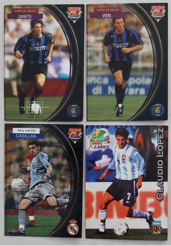 4 Tarjetas Futbol Bimbo Cards Zenetti. Vieri. Claudio Y Casi